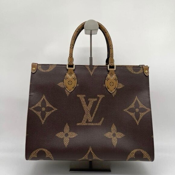 Authentic Louis Vuitton On The Go Tote Reverse Monogram Giant MM Brown Tan LV - Picture 3 of 15